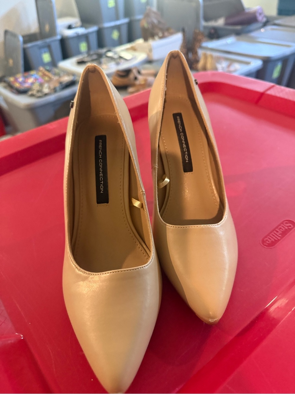 French Connection Beige Pointed-Toe Pumps